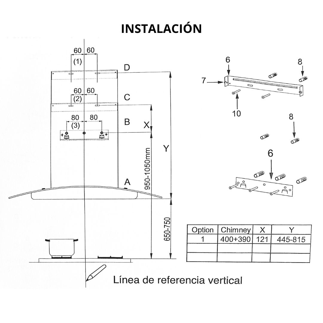 CAMPANA EXTRACTORA RCA 90 V11 PENINSULA 90CM TOUCH RECONOCIMIENTO DE GESTOS