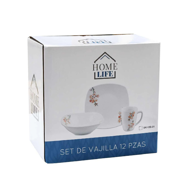 Vajilla Home Life Sk S Cuadrada Pz Con Dise O